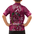 Australia Queensland Day Kid Hawaiian Shirt Koala With Map Aboriginal Art