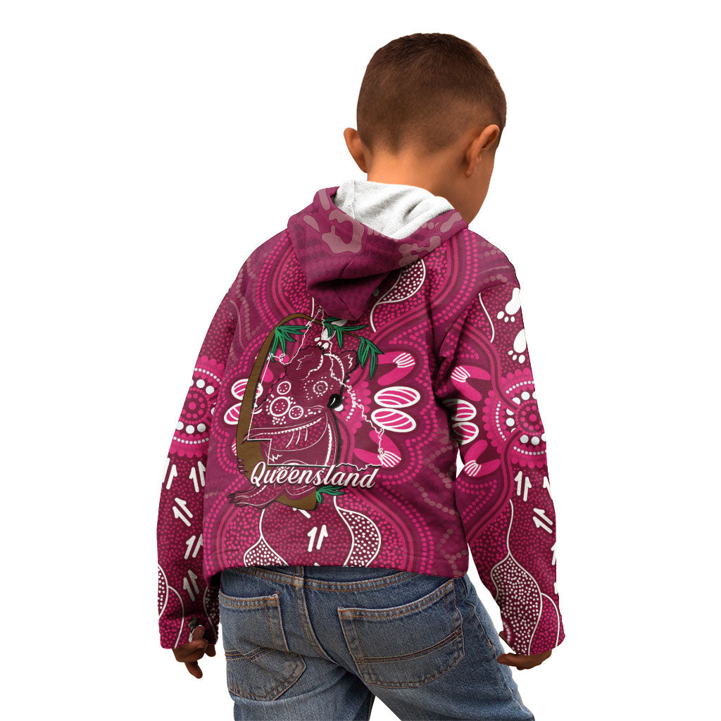 Australia Queensland Day Kid Hoodie Koala With Map Aboriginal Art