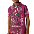 Australia Queensland Day Kid Polo Shirt Koala With Map Aboriginal Art
