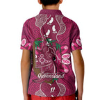 Australia Queensland Day Kid Polo Shirt Koala With Map Aboriginal Art