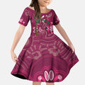 Australia Queensland Day Kid Short Sleeve Dress Koala With Map Aboriginal Art