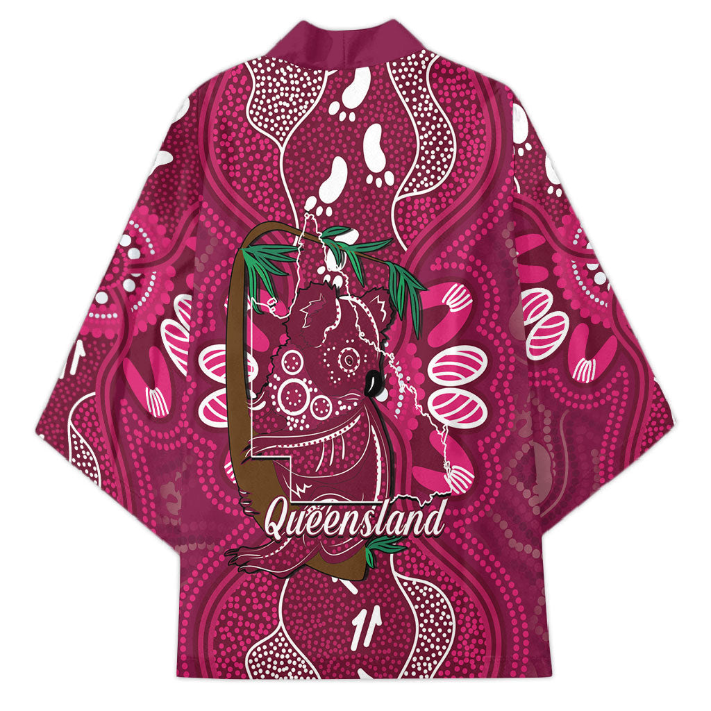Australia Queensland Day Kimono Koala With Map Aboriginal Art