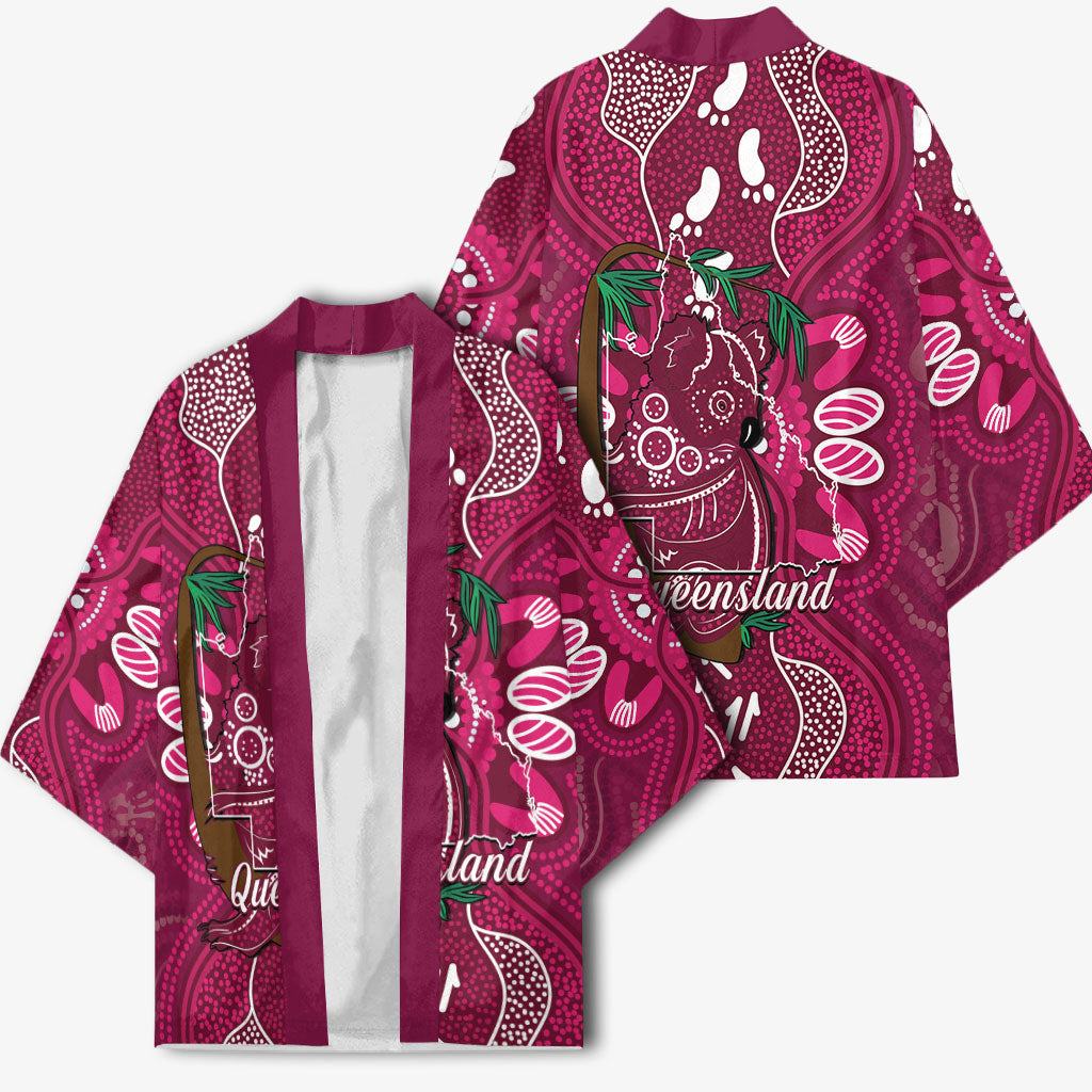 Australia Queensland Day Kimono Koala With Map Aboriginal Art
