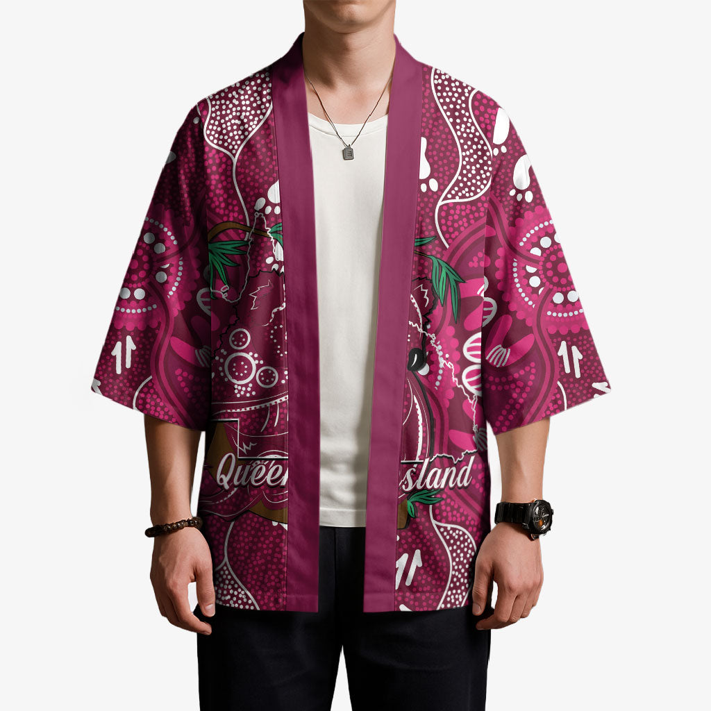Australia Queensland Day Kimono Koala With Map Aboriginal Art
