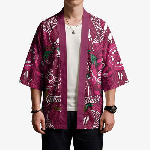 Australia Queensland Day Kimono Koala With Map Aboriginal Art