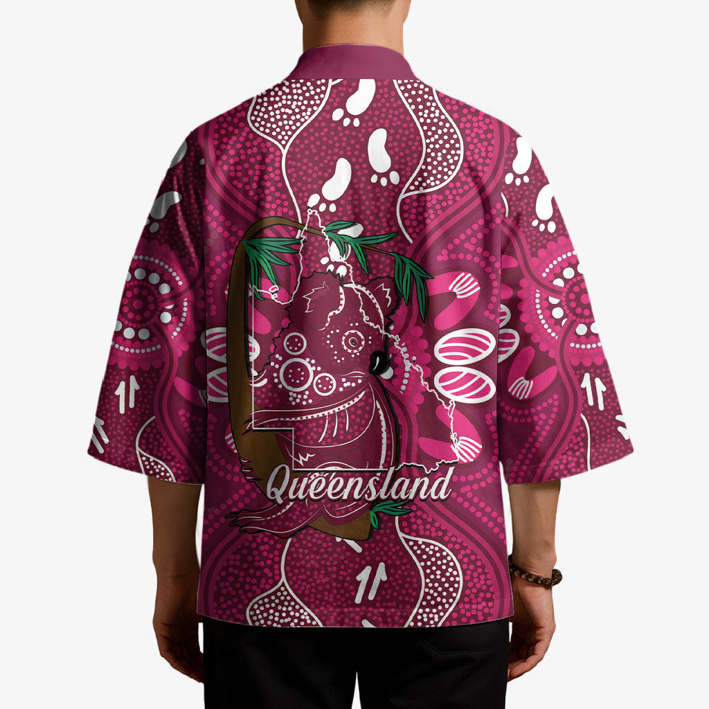 Australia Queensland Day Kimono Koala With Map Aboriginal Art