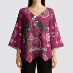 Australia Queensland Day Kimono Sleeve Blouse Koala With Map Aboriginal Art
