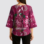 Australia Queensland Day Kimono Sleeve Blouse Koala With Map Aboriginal Art