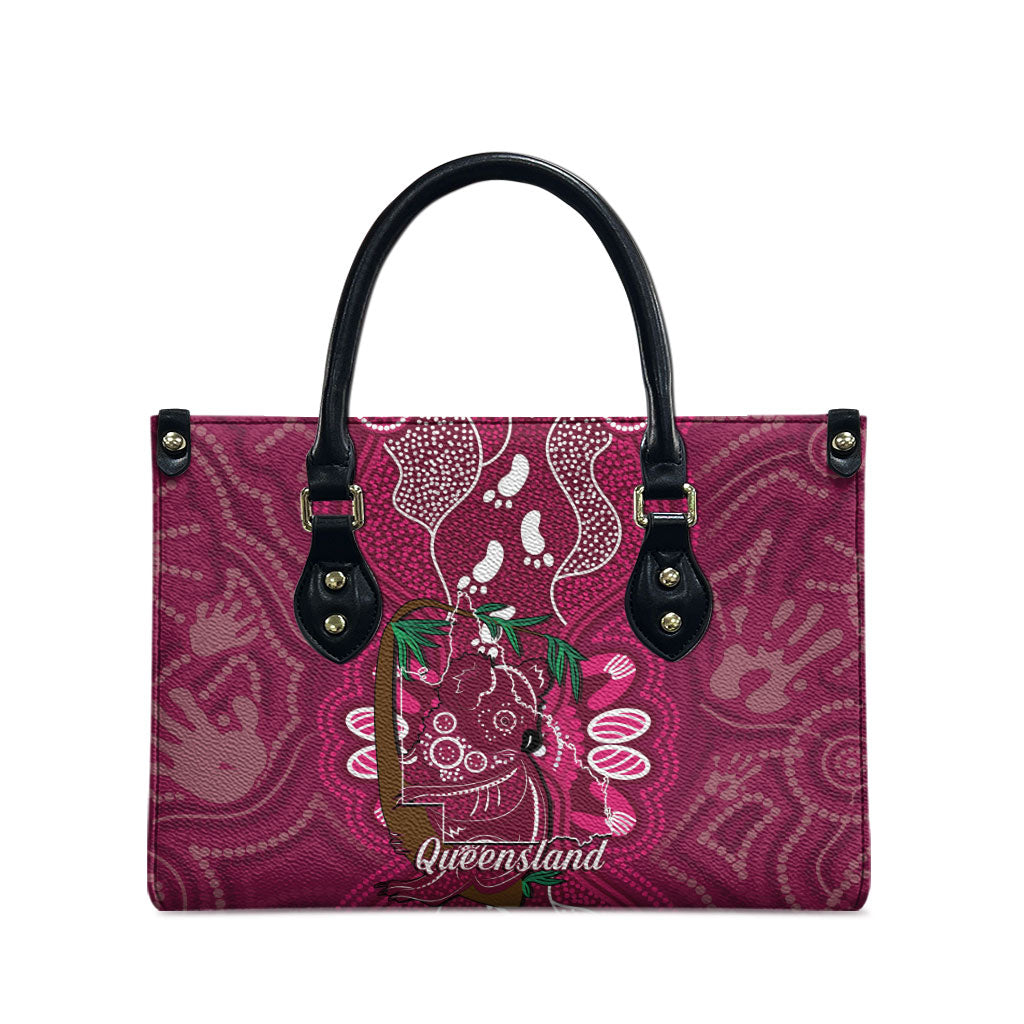 Australia Queensland Day Leather Bag Koala With Map Aboriginal Art
