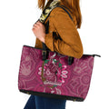 Australia Queensland Day Leather Tote Bag Koala With Map Aboriginal Art