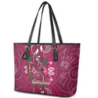 Australia Queensland Day Leather Tote Bag Koala With Map Aboriginal Art