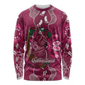 Australia Queensland Day Long Sleeve Shirt Koala With Map Aboriginal Art