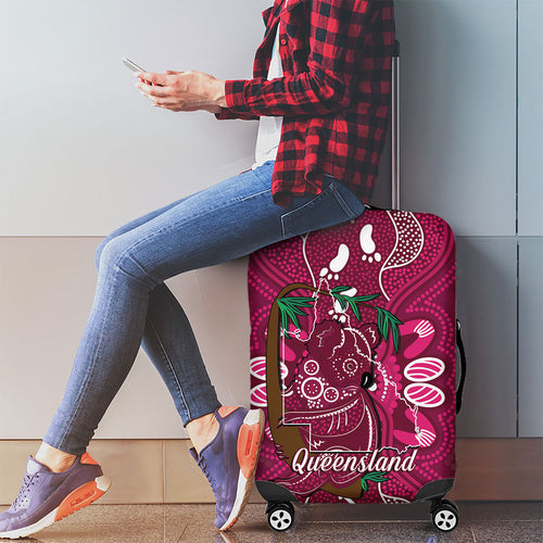 Australia Queensland Day Luggage Cover Koala With Map Aboriginal Art