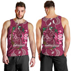 Australia Queensland Day Men Tank Top Koala With Map Aboriginal Art