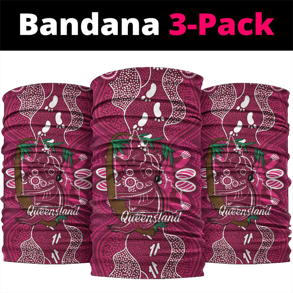 Australia Queensland Day Neck Gaiter Koala With Map Aboriginal Art