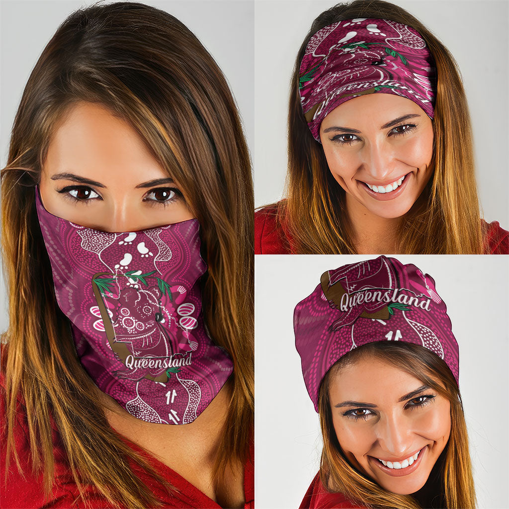 Australia Queensland Day Neck Gaiter Koala With Map Aboriginal Art
