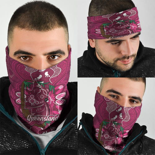 Australia Queensland Day Neck Gaiter Koala With Map Aboriginal Art