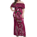 Australia Queensland Day Off Shoulder Maxi Dress Koala With Map Aboriginal Art