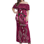 Australia Queensland Day Off Shoulder Maxi Dress Koala With Map Aboriginal Art