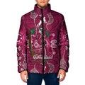 Australia Queensland Day Padded Jacket Koala With Map Aboriginal Art