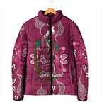 Australia Queensland Day Padded Jacket Koala With Map Aboriginal Art