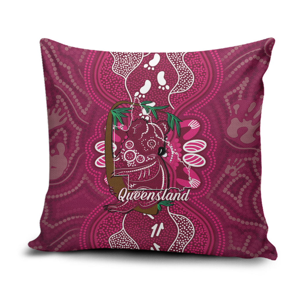 Australia Queensland Day Pillow Cover Koala With Map Aboriginal Art
