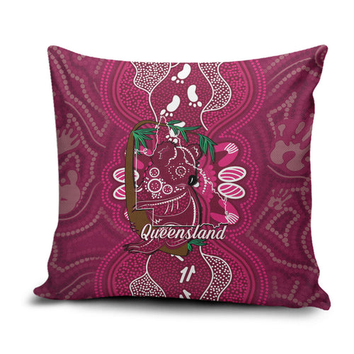 Australia Queensland Day Pillow Cover Koala With Map Aboriginal Art