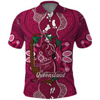 Australia Queensland Day Polo Shirt Koala With Map Aboriginal Art