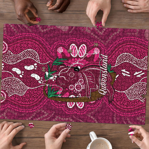 Australia Queensland Day Puzzle Koala With Map Aboriginal Art