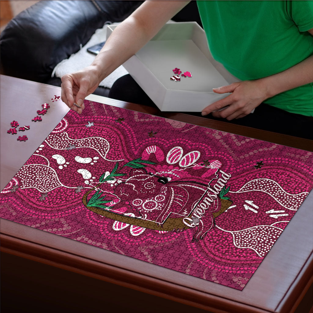 Australia Queensland Day Puzzle Koala With Map Aboriginal Art