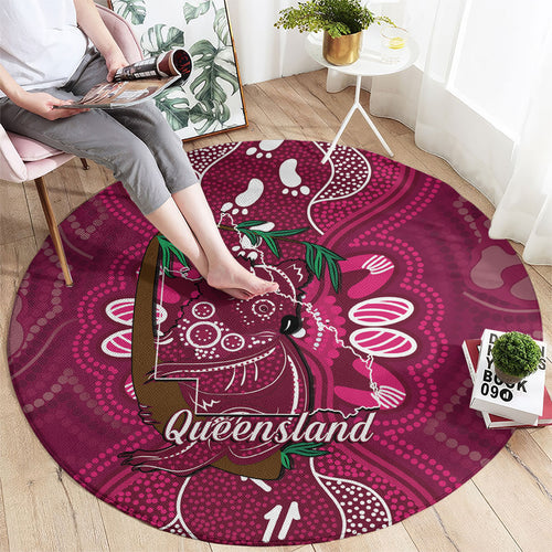 Australia Queensland Day Round Carpet Koala With Map Aboriginal Art