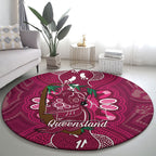 Australia Queensland Day Round Carpet Koala With Map Aboriginal Art