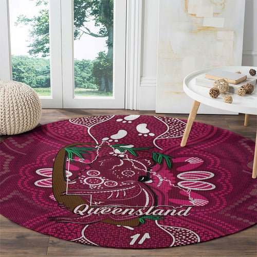Australia Queensland Day Round Carpet Koala With Map Aboriginal Art