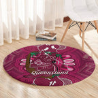 Australia Queensland Day Round Carpet Koala With Map Aboriginal Art