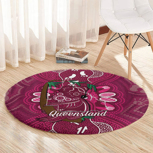 Australia Queensland Day Round Carpet Koala With Map Aboriginal Art