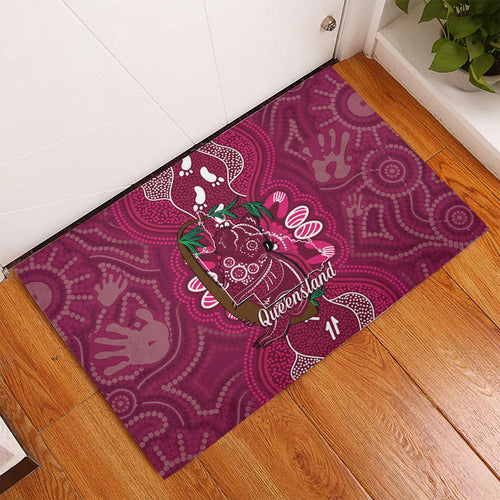 Australia Queensland Day Rubber Doormat Koala With Map Aboriginal Art