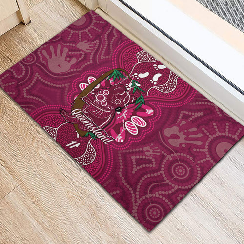 Australia Queensland Day Rubber Doormat Koala With Map Aboriginal Art