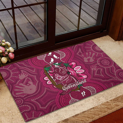 Australia Queensland Day Rubber Doormat Koala With Map Aboriginal Art