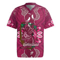 Australia Queensland Day Rugby Jersey Koala With Map Aboriginal Art