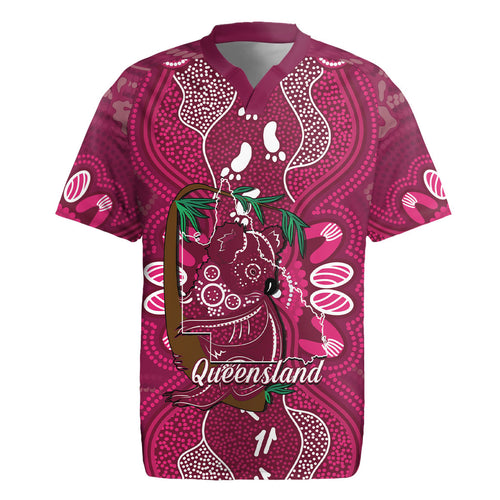 Australia Queensland Day Rugby Jersey Koala With Map Aboriginal Art