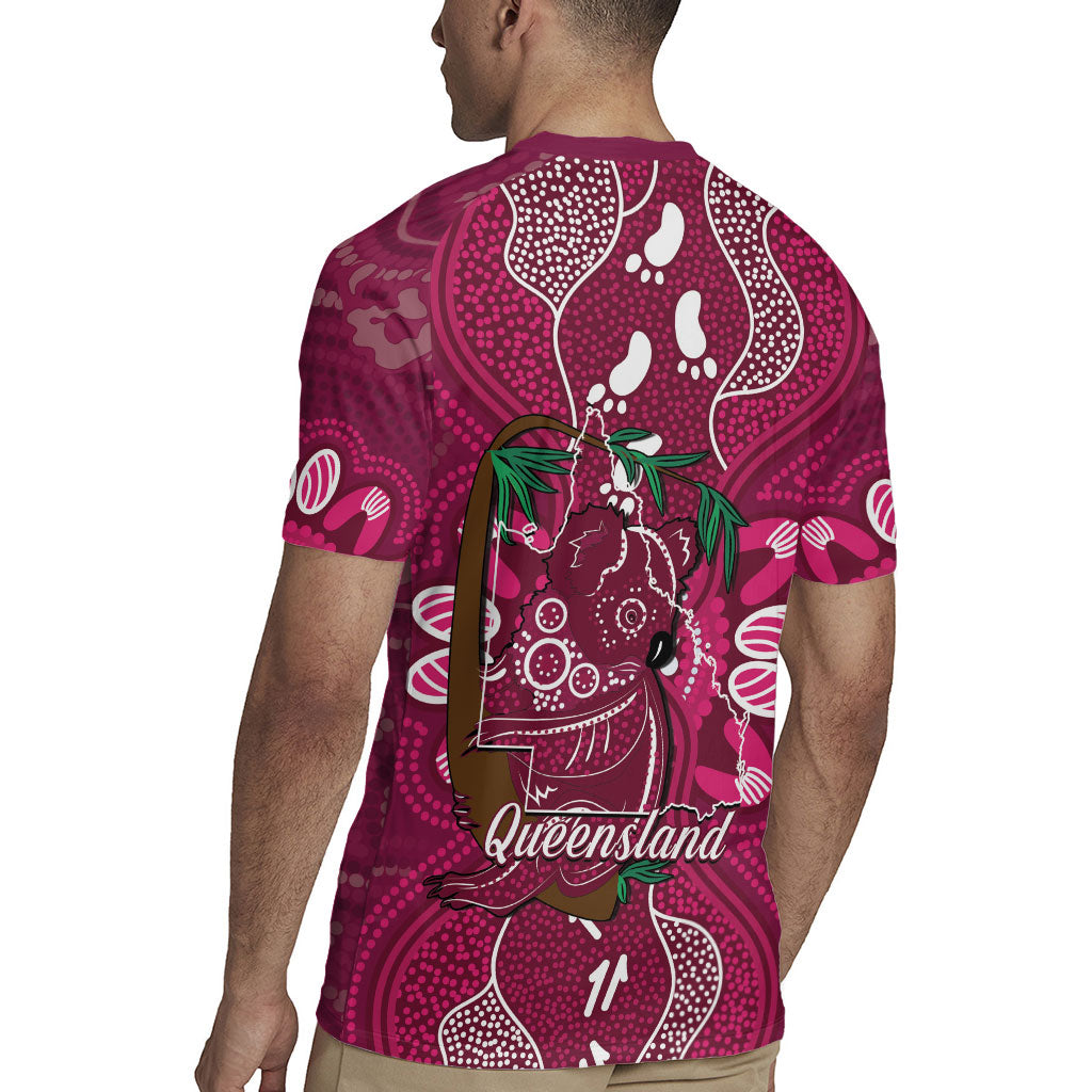 Australia Queensland Day Rugby Jersey Koala With Map Aboriginal Art