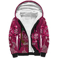 Australia Queensland Day Sherpa Hoodie Koala With Map Aboriginal Art