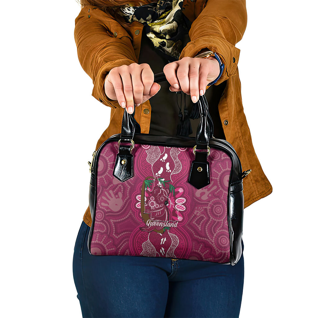Australia Queensland Day Shoulder Handbag Koala With Map Aboriginal Art