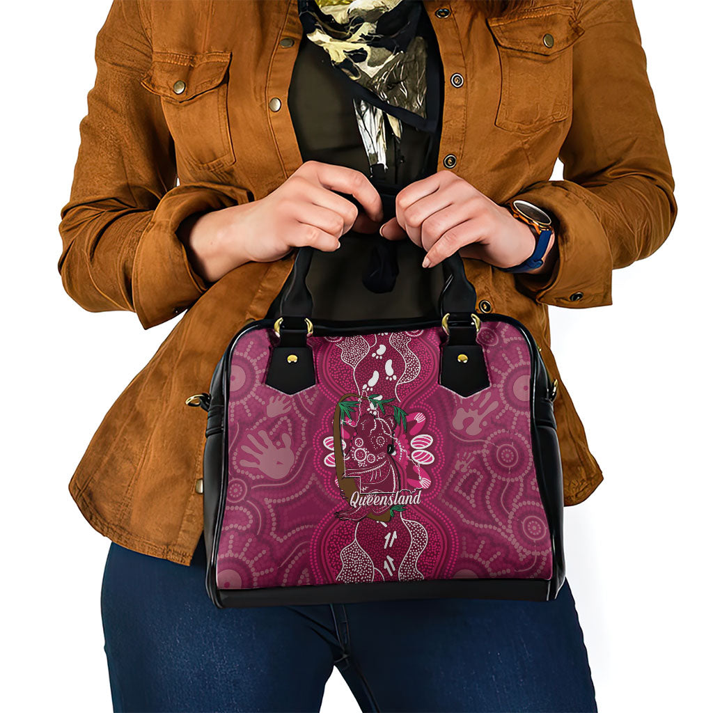 Australia Queensland Day Shoulder Handbag Koala With Map Aboriginal Art