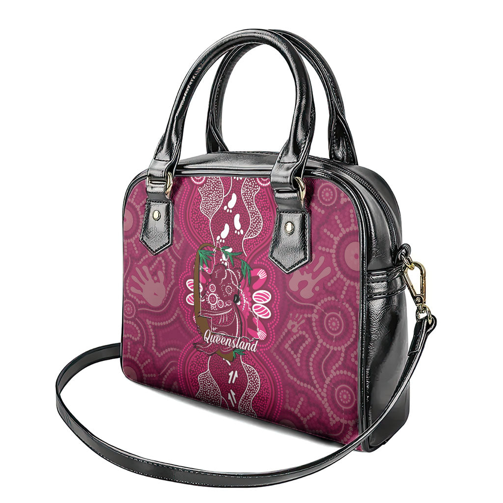 Australia Queensland Day Shoulder Handbag Koala With Map Aboriginal Art