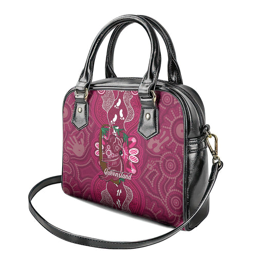 Australia Queensland Day Shoulder Handbag Koala With Map Aboriginal Art