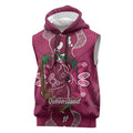Australia Queensland Day Sleeveless Hoodie Koala With Map Aboriginal Art