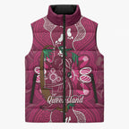 Australia Queensland Day Sleeveless Puffer Jacket Koala With Map Aboriginal Art