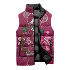 Australia Queensland Day Sleeveless Puffer Jacket Koala With Map Aboriginal Art