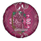 Australia Queensland Day Spare Tire Cover Koala With Map Aboriginal Art